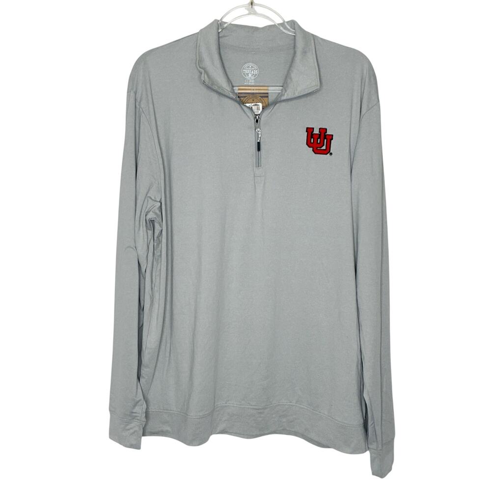 Utah Utes Gray 1/4 Zip Pullover Stretch Athletic Rivalry Threads NWT Men Various